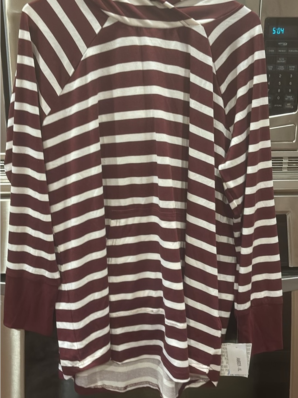 WOMENS Maroon and White Striped Long-Sleeve Shirt